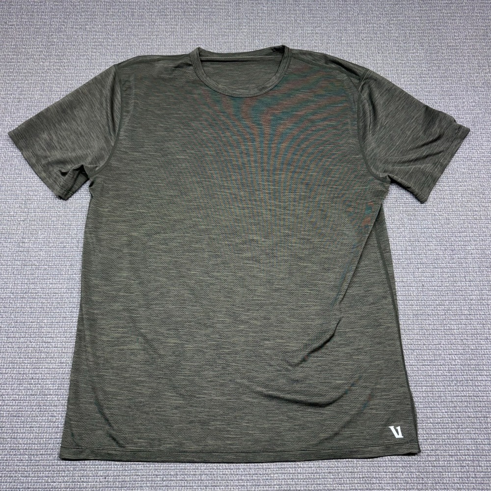 Vuori Strato Tech Tee Mens Large Heathered Charcoal Green Short Sleeve Shirt